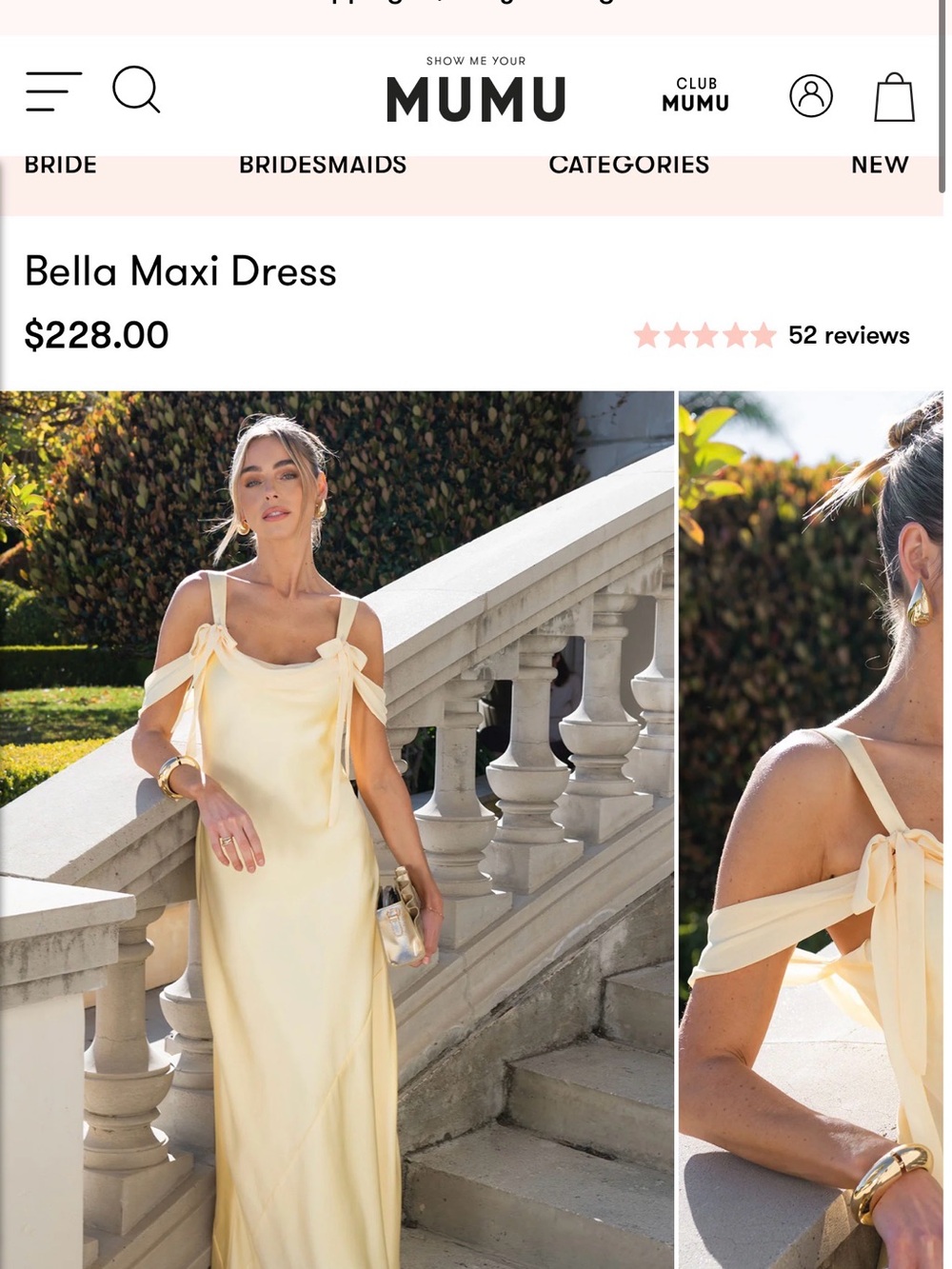 Show Me Your MuMu Bella Maxi Dress in Pale Yellow